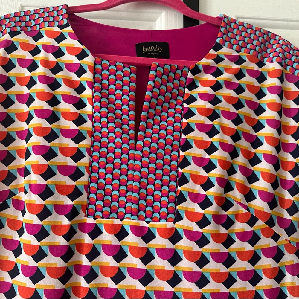 #6 LAUNDRY Shelli Segal DRESS, XS cap sleeve cutout V at Neck Front NWOT - Picture 5 of 13